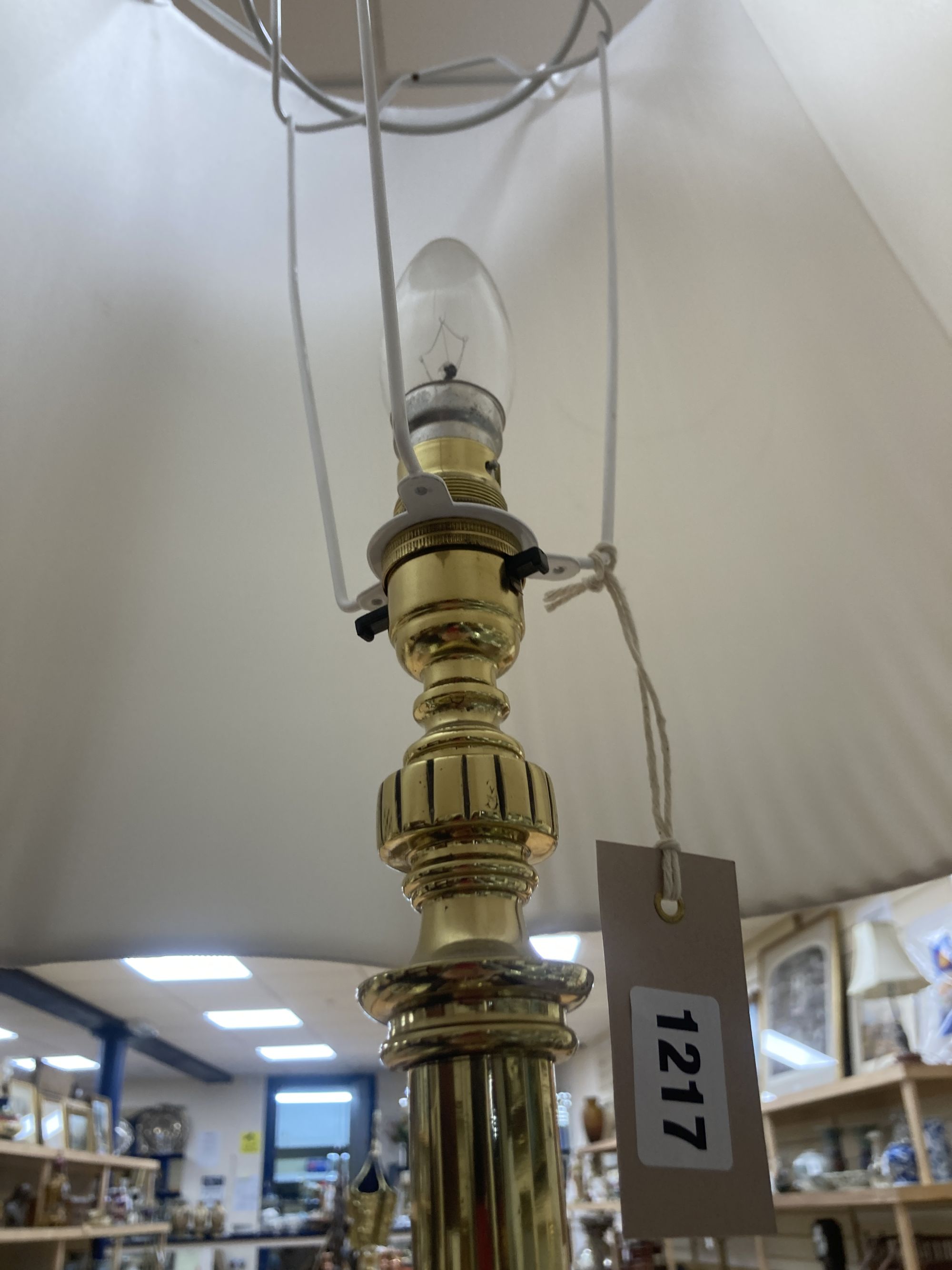 A Corinthian column brass telescopic standard lamp